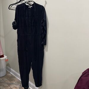 Fat Face Black Jumpsuit with Long Sleeves and Relaxed Fit